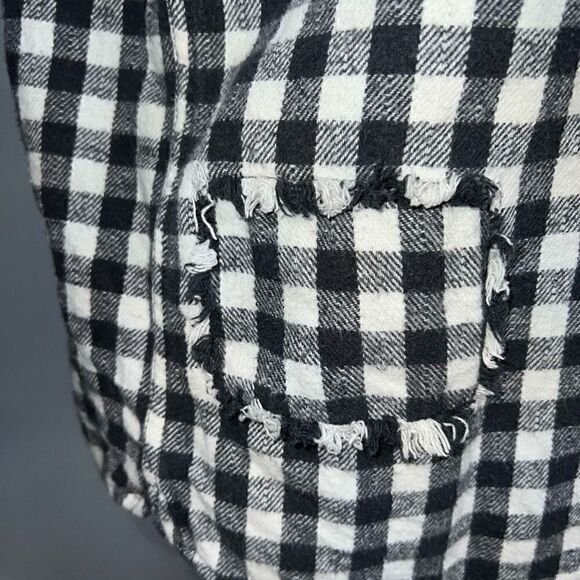 The Rail, Black & White Checked Button Up Plaid Flannel Shirt Jacket, Size Small - Picture 6 of 9
